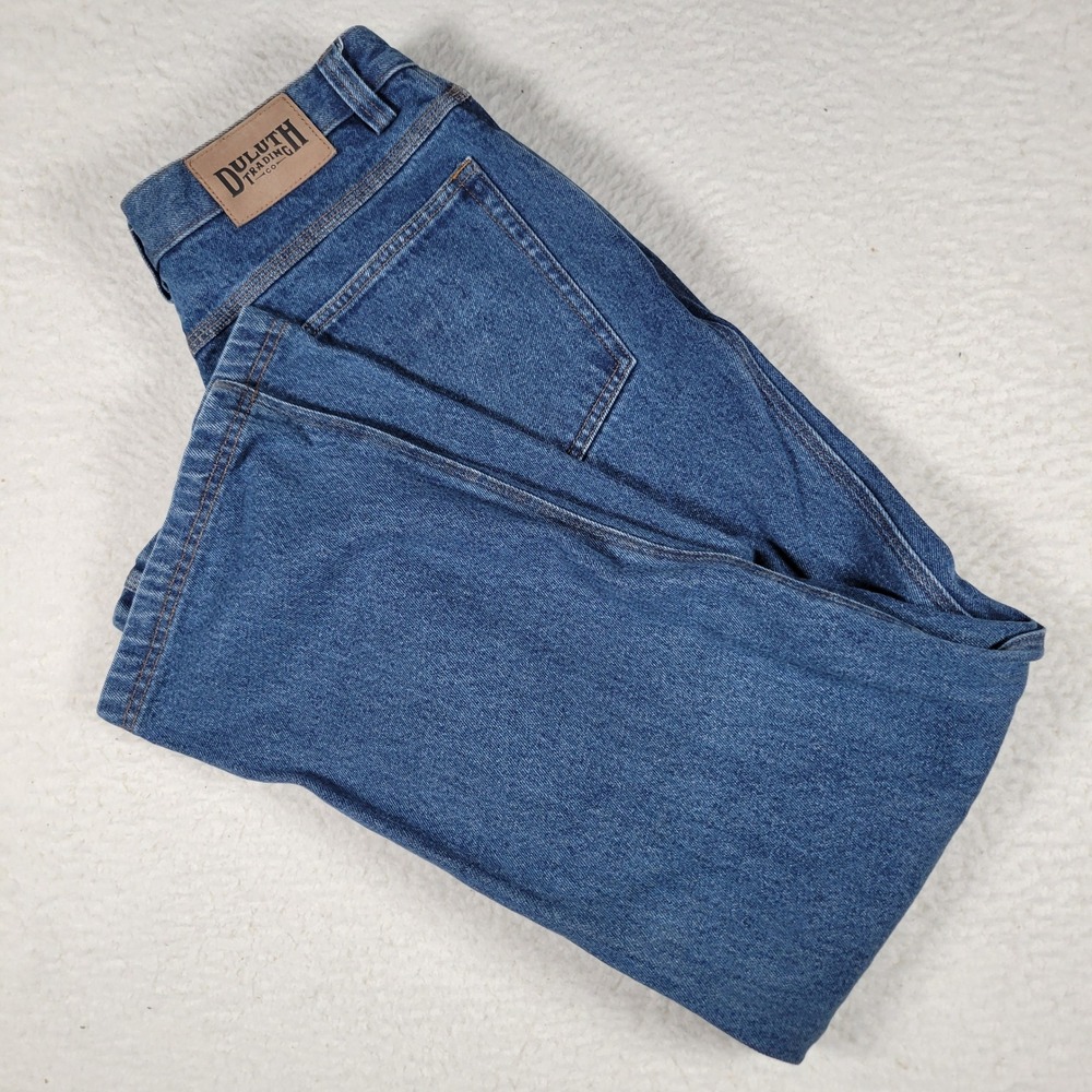 Duluth Trading Co Ballroom Jeans Mens 34x31 Blue Straight Leg Gusseted‎ Crotch